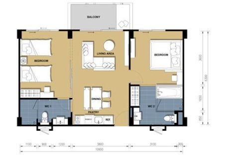 71 TCS Floorplan (2-Bedroom unit)